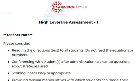 Grade 1 Math Assessment