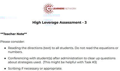 Grade 3 Math Assessment