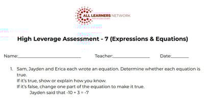 Grade 7 Math Assessment Expression-Equations