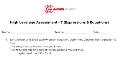 Grade 7 Math Assessment Expression-Equations