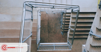 A tall stairwell seen from above