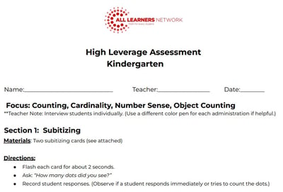 Kindergarten Math Assessment