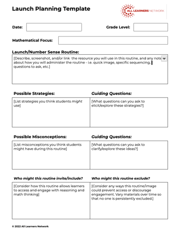 ALN Launch Planning Template Doc Screenshot