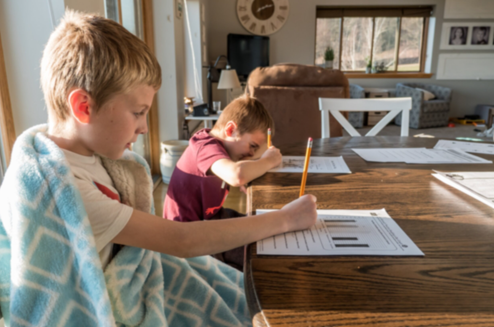 Students distance learning at home during COVID-19